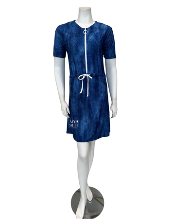 Seashells S5507 Denim Short Sleeve Swim Dress with Shorts Attached myselflingerie.com